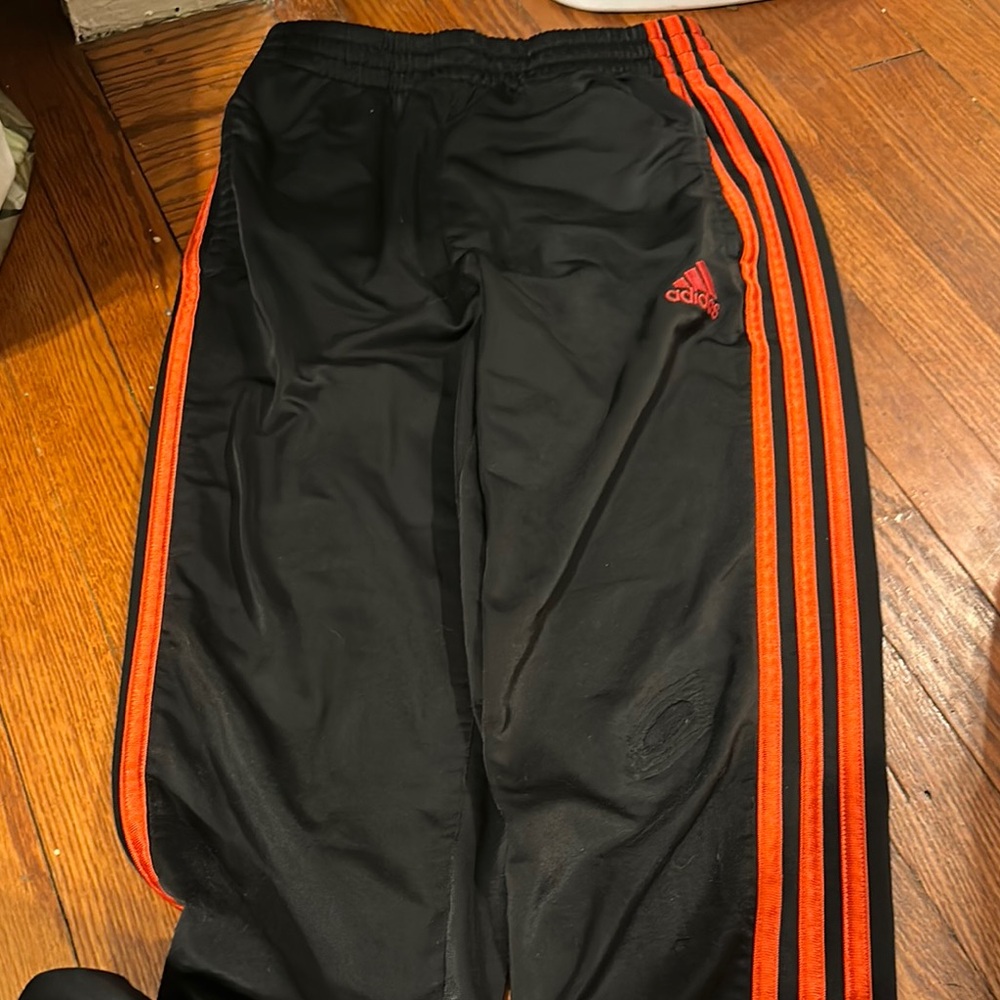 Adidas Kids Black and Red Track Pants